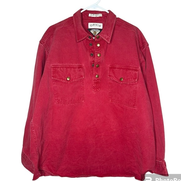 Orvis Shirt Men XL Button Jean Red Malpai Snap Front Brushpopper Hunt Field Barn - Picture 1 of 2